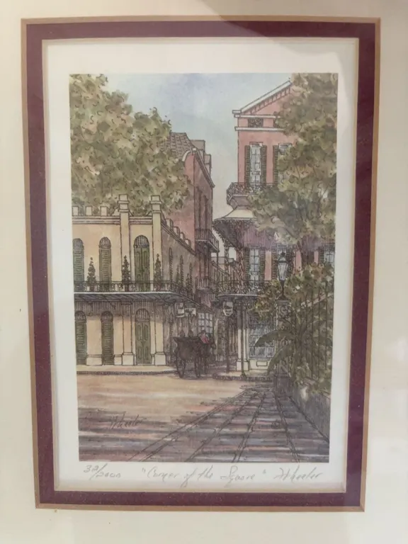H. Wheeler Signed Print "Corner of the Square" 38/2000 Framed Art