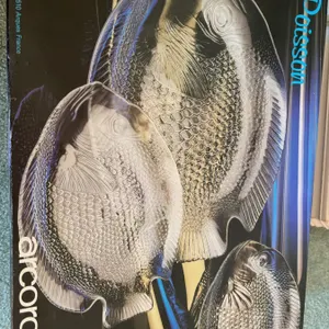 Arcoroc Poisson 7-Piece Glass Serving Set, 1 Platter and 6 Plates, France