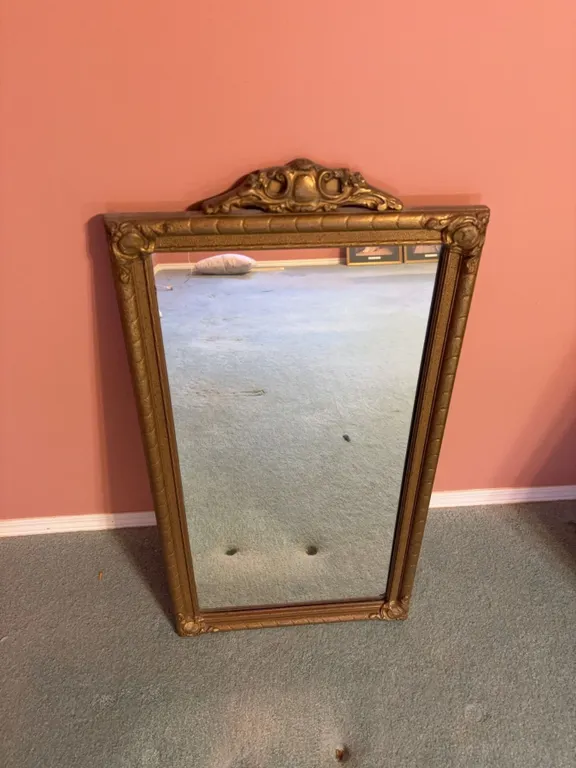 Rectangular Ornate Gold Framed Wall Mirror, Approx. 29.5" x 17.5"