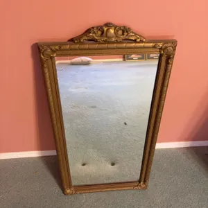 Rectangular Ornate Gold Framed Wall Mirror, Approx. 29.5" x 17.5"