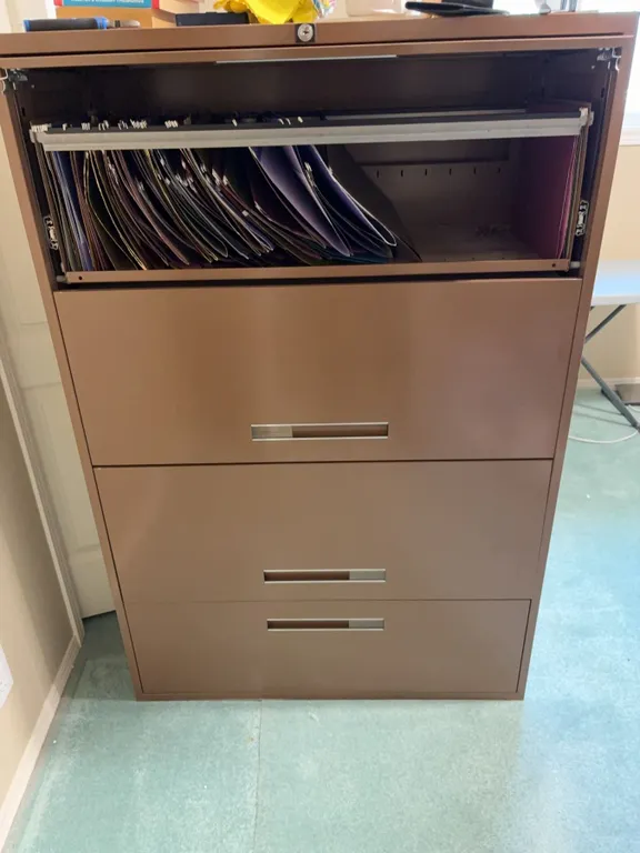 Brown Metal 4-Drawer Lateral Filing Cabinet 53"H x 36"W x 18"D