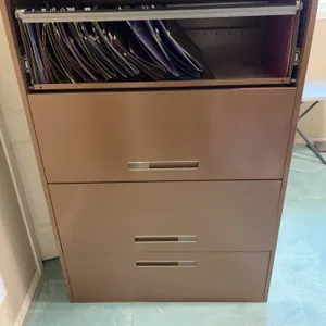 Brown Metal 4-Drawer Lateral Filing Cabinet 53"H x 36"W x 18"D