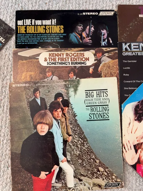 Vinyl LP Lot: Rolling Stones and Kenny Rogers, 1960s-1970s, Stereo LONDON Label