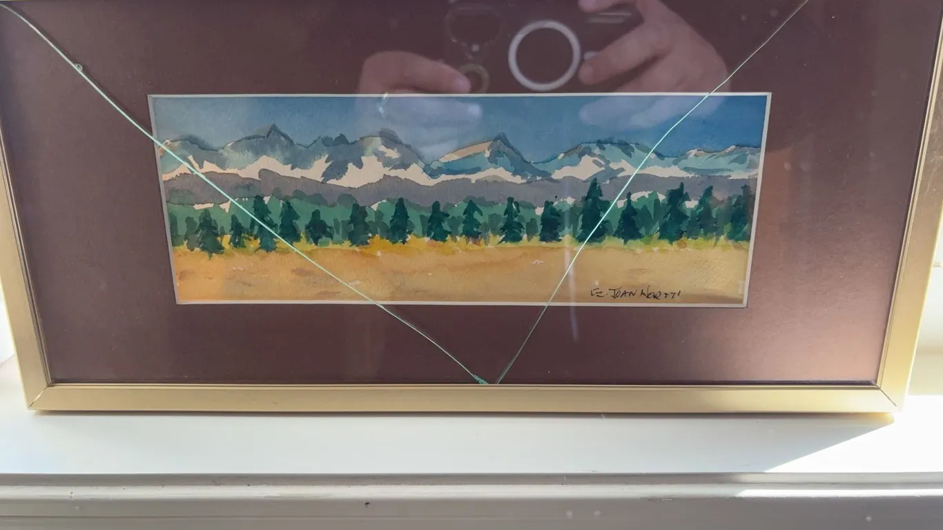E. Jean Knutti Mountain Landscape Watercolour Painting, Framed 14" x 8"