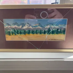 E. Jean Knutti Mountain Landscape Watercolour Painting, Framed 14" x 8"