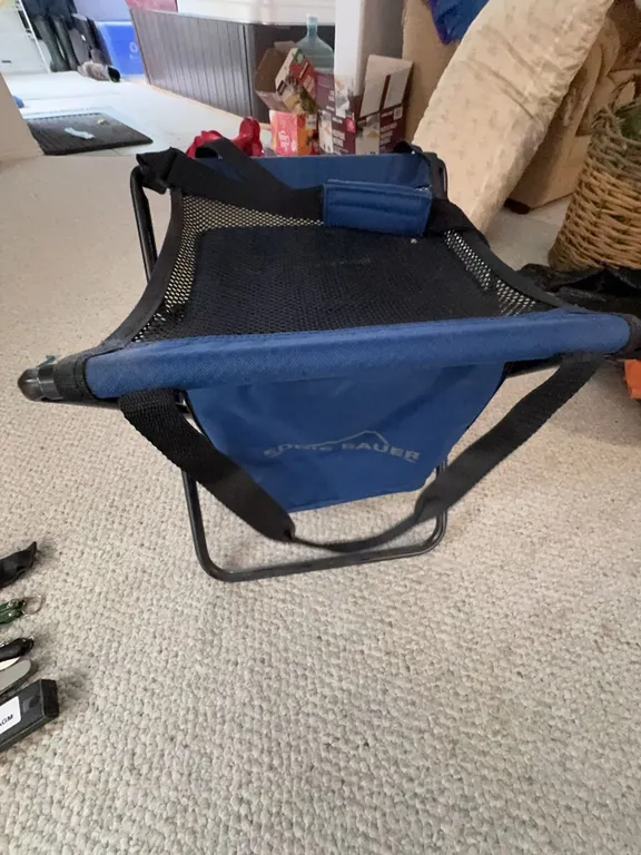 Springbar Folding Camp Stool with Mesh Seat and Storage Pocket