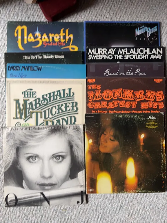 9 Classic Rock and Pop Vinyl Records Including Nazareth, Moody Blues, Monkees