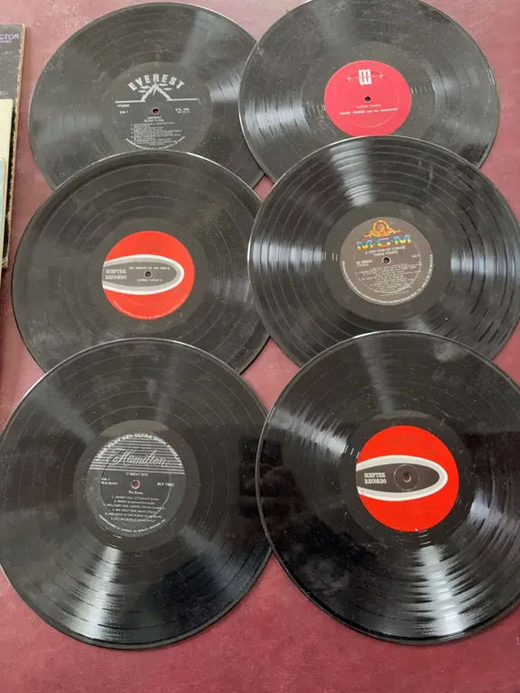 6 Assorted 12-Inch Vinyl LP Records Mixed Labels and Genres