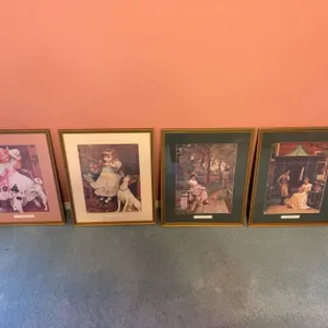4 Framed Prints: Arthur Elsley, Charles Burton Barber, Edmund Blair Leighton