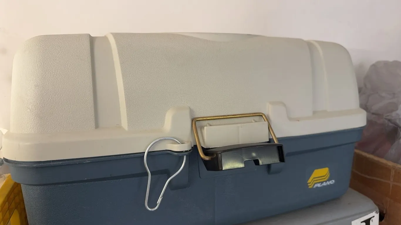 Plano Tackle Box with Mixed Fishing Lures, Hooks, Bobbers, and Accessories