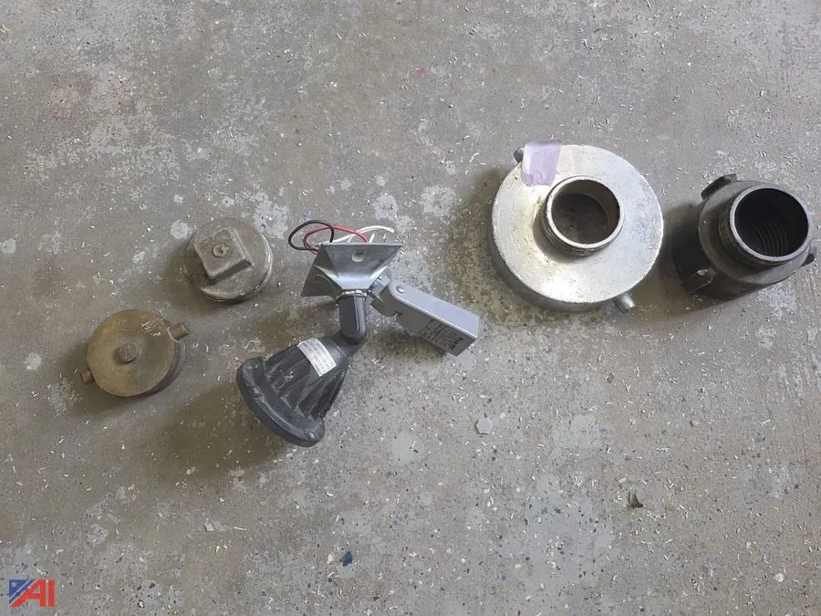 (#7) Assorted Fire Hose Caps, Adapters and Light
