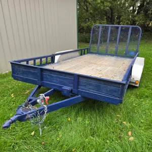 14' x 7' Tandem Axle Flatbed Trailer With Ramps, Endgate, 4 Ft Endgate, 205/75R15 Tires On 5-Bolt Ri