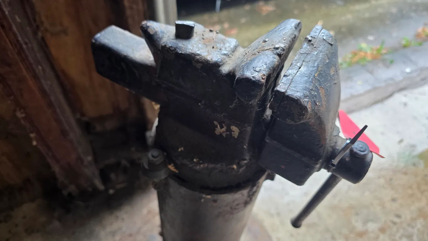 3 1/2" Vise Mounted On A Steel Base Frame