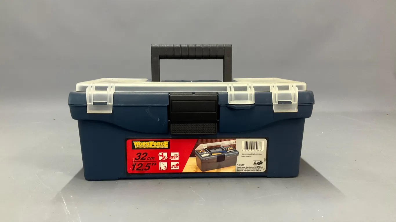 Workforce Plastic Toolbox with Assorted Bits and Tools