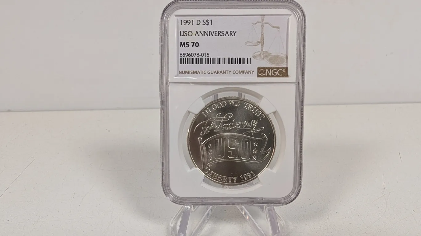 1991 D USO 50th Anniversary Silver Dollar MS 70 NGC