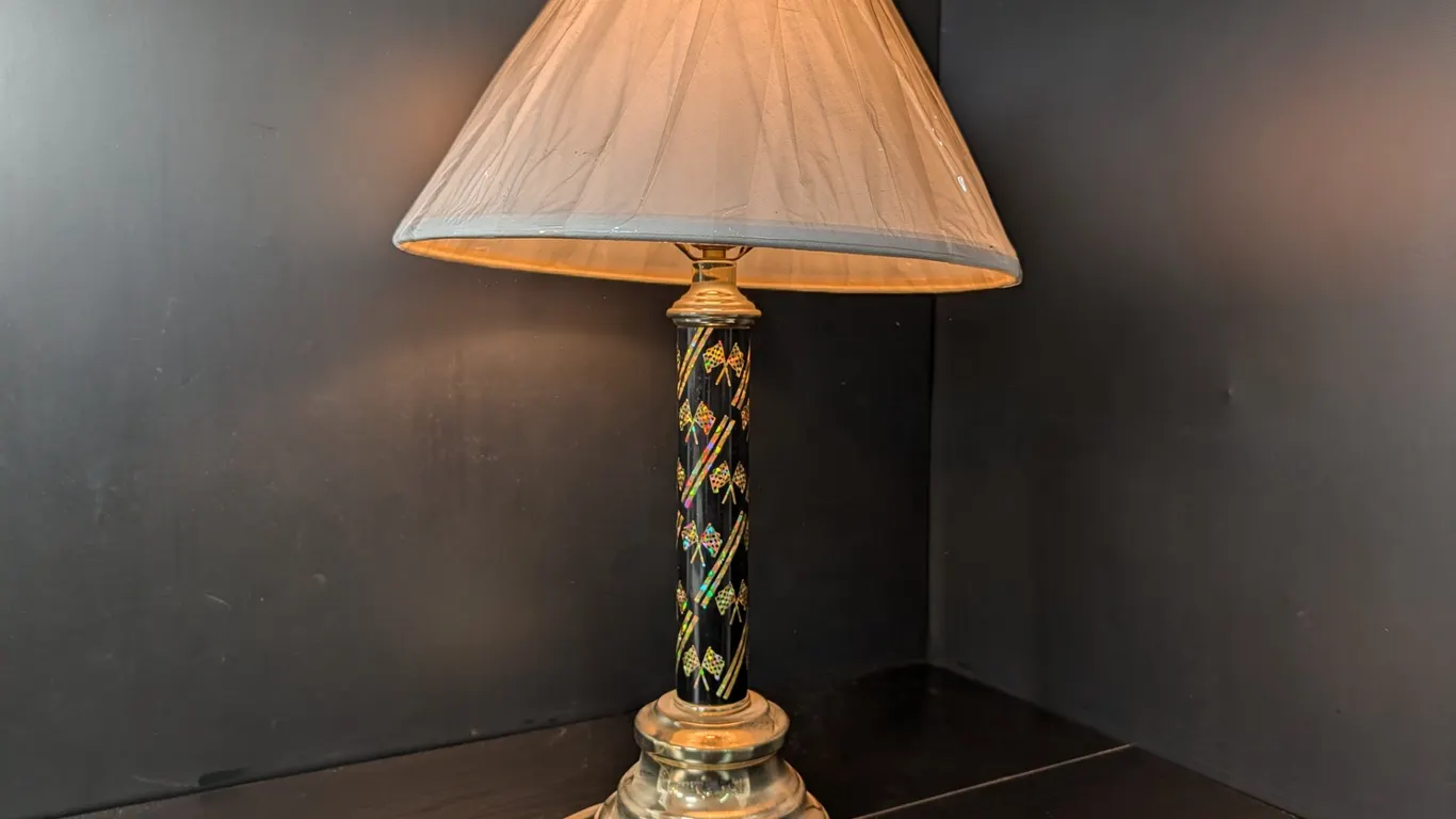 Table Lamp with Checkered Flag Motif