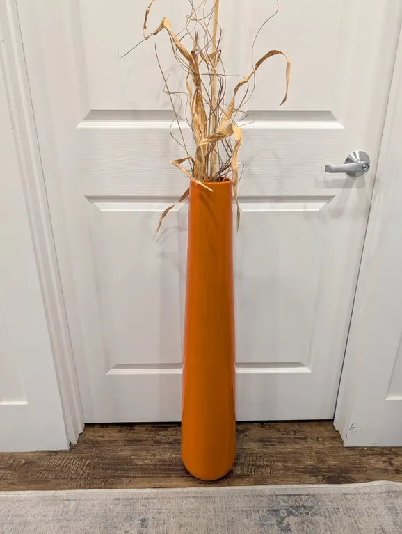 Tall Orange Ceramic Floor Vase
