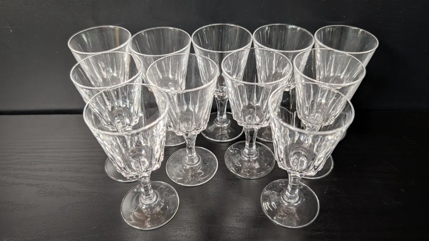 Set of 11 Clear Glass Cordial Glasses