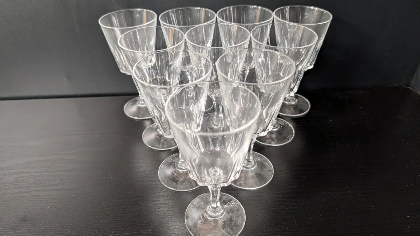 Set of 10 Cut Glass Stemware