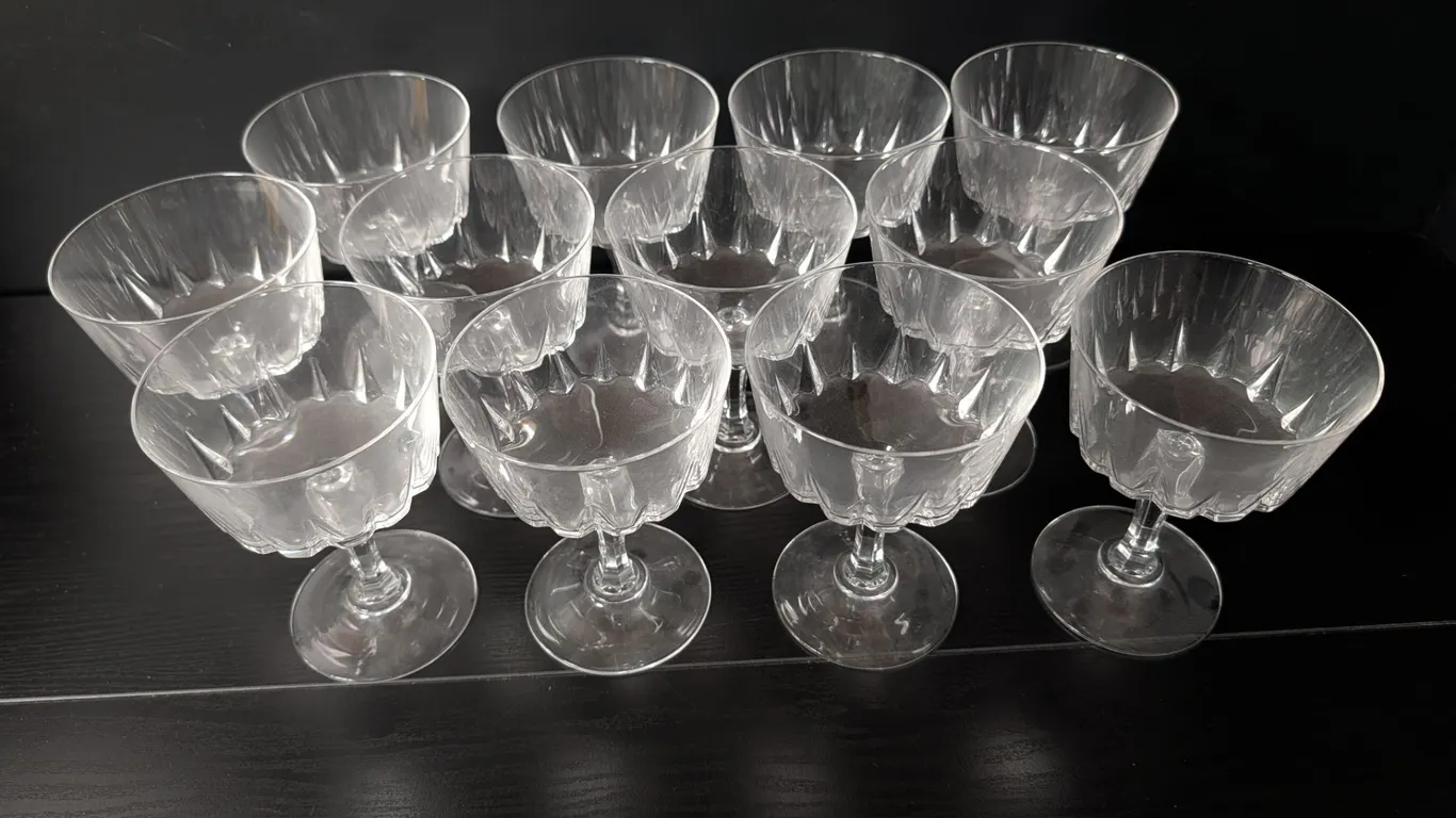 Clear Glass Dessert/Champagne Coupes, Set of 12