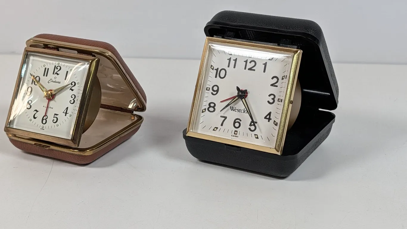 Vintage Endura and Westclox Travel Alarm Clocks