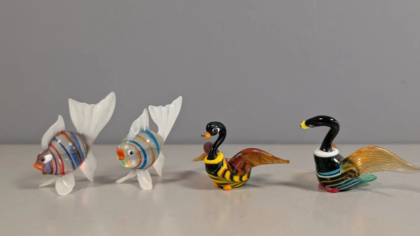 Glass Fish and Duck Figurines