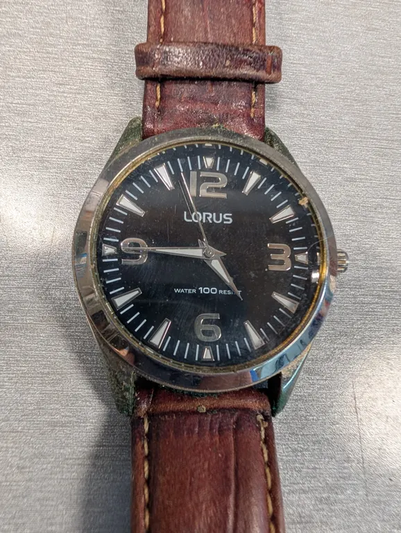 Lorus Stainless Steel Wristwatch with Leather Band