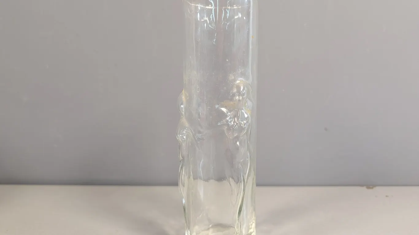 Clear Glass Vase with Figural Design