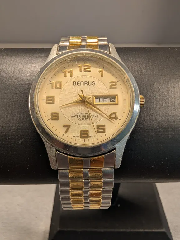 Benrus Two-Tone Quartz Watch with Day-Date