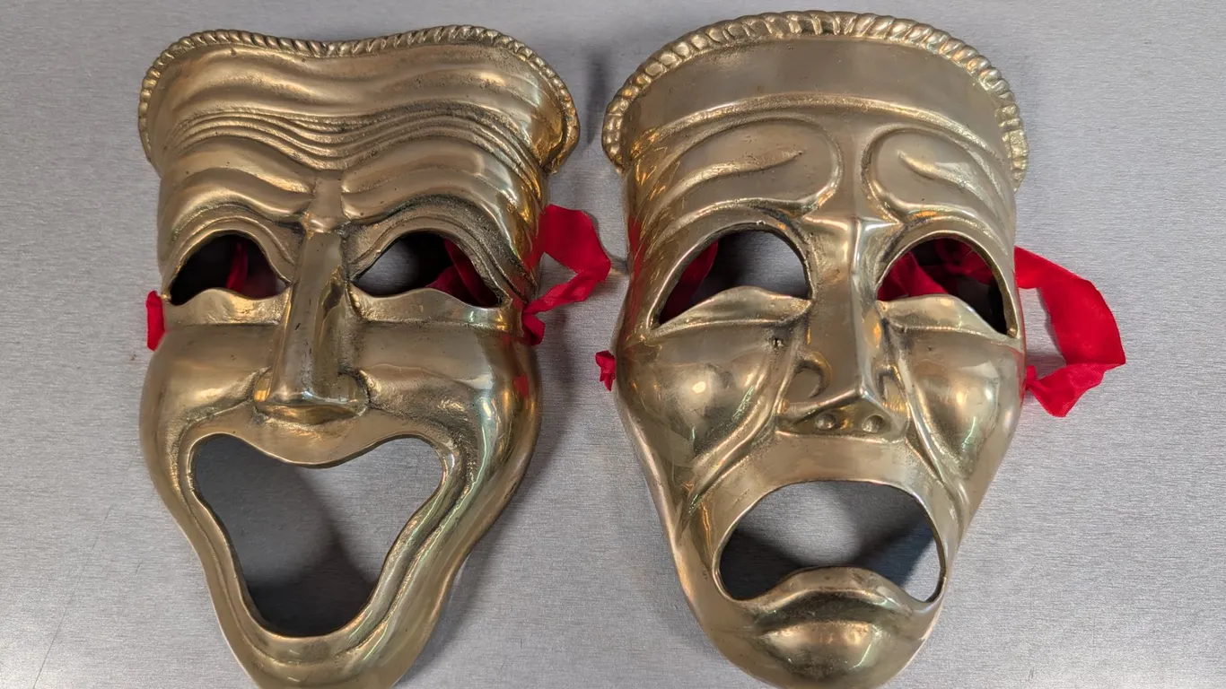 Solid Brass Comedy and Tragedy Masks