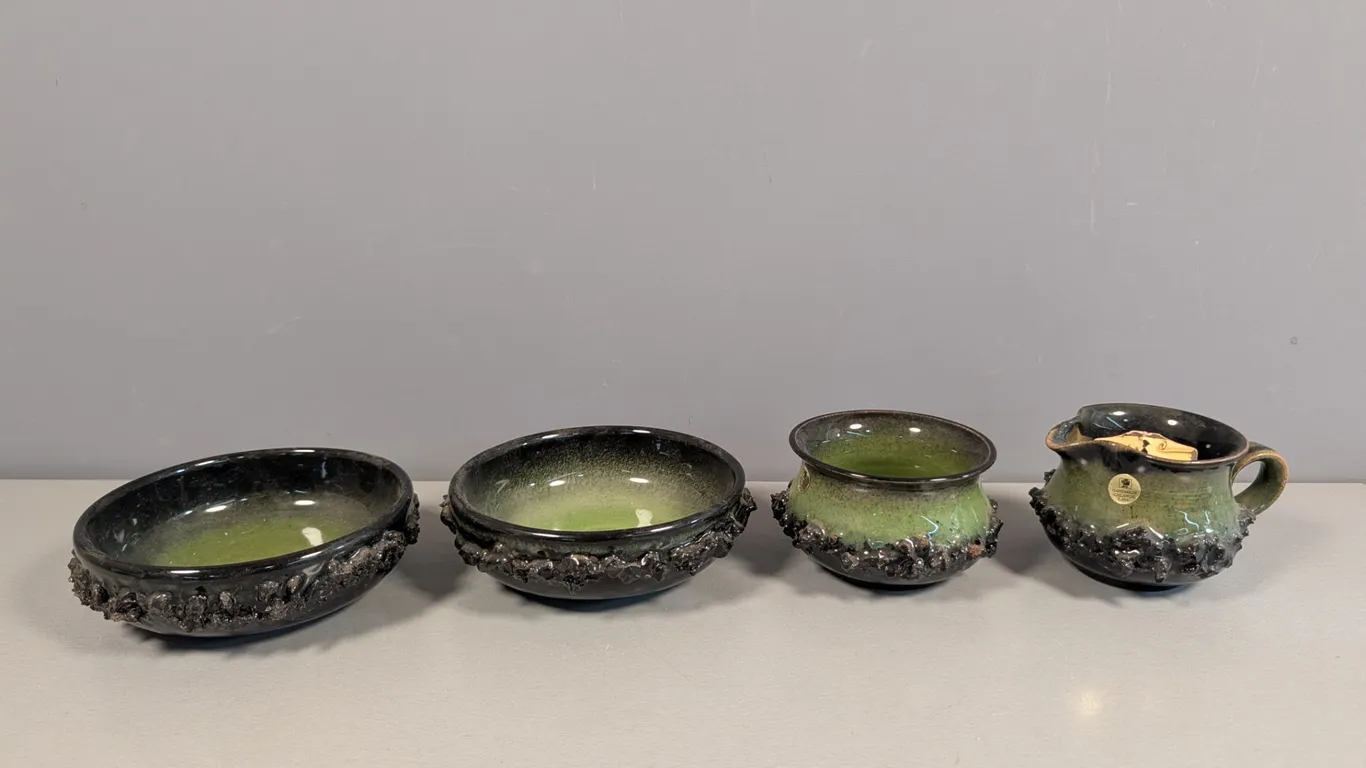 Handmade Icelandic Lava Pottery Set of Four