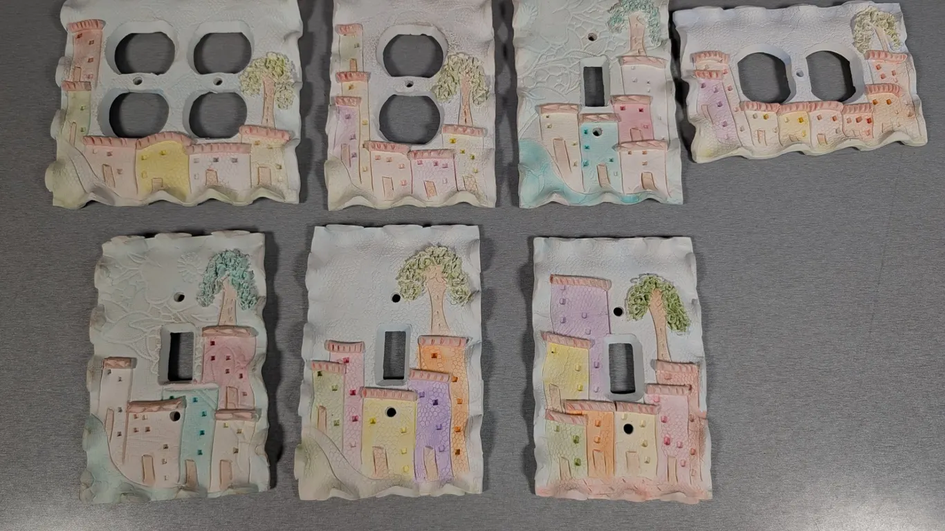 Decorative Ceramic Village Wall Plates and Outlet Covers