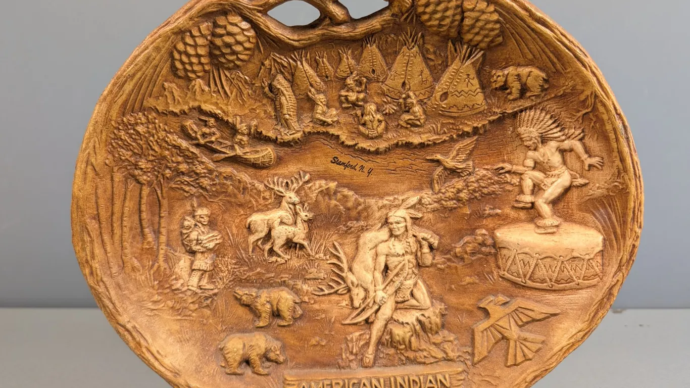 Ceramic Wall Plaque with Native American Scene
