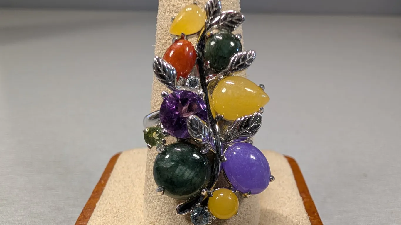 Sterling Silver Multi-Gemstone Cocktail Ring