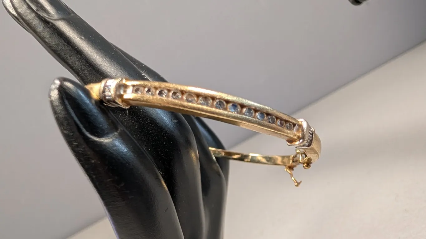 14K Gold and Diamond accent Bangle Bracelet