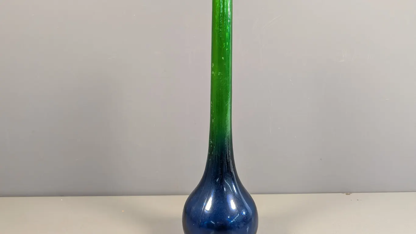 Glass Bottle Vase with Blue to Green Fade