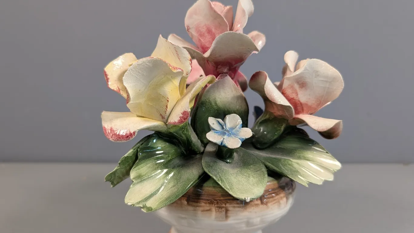 Capodimonte Porcelain Floral Arrangement in Pot