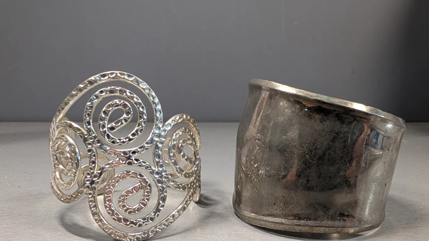 Silver-Tone Cuff Bracelets, Two
