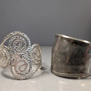 Silver-Tone Cuff Bracelets, Two