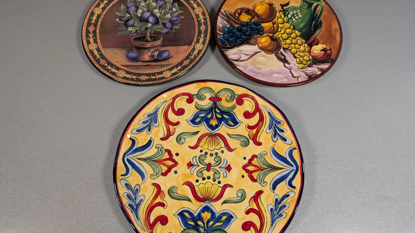 Decorative Hand-Painted Ceramic Plates (3)