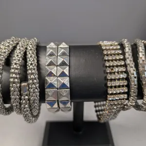 Seven Mixed Metal and Rhinestone Bracelets