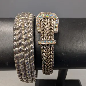 Two silver tone Assorted Bracelets