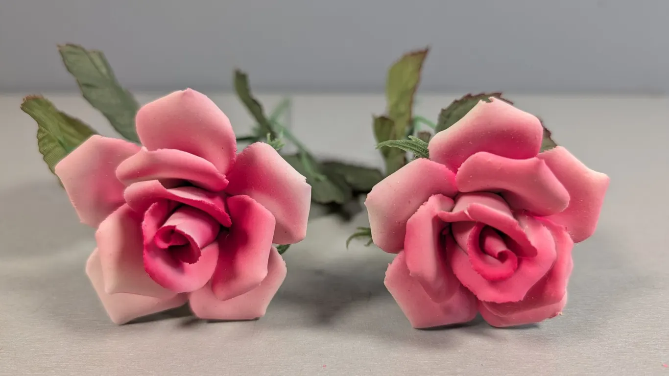 Pair of Capodimonte Porcelain Roses