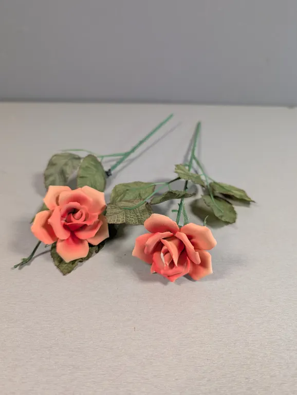 Pair of Capodimonte Porcelain Roses