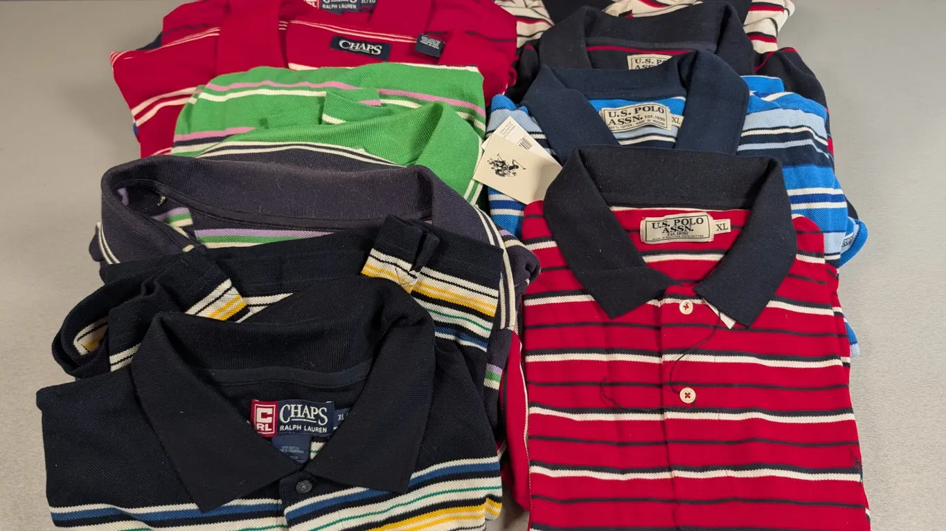 Lot of 10 Chaps and U.S. Polo Assn. Striped Polo Shirts