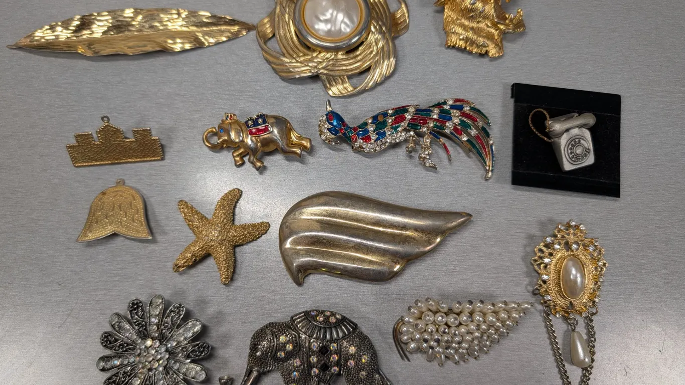 Assorted Costume Jewelry Brooches and Pendants