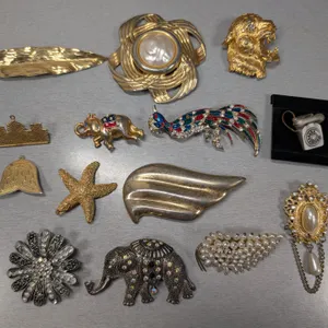 Assorted Costume Jewelry Brooches and Pendants
