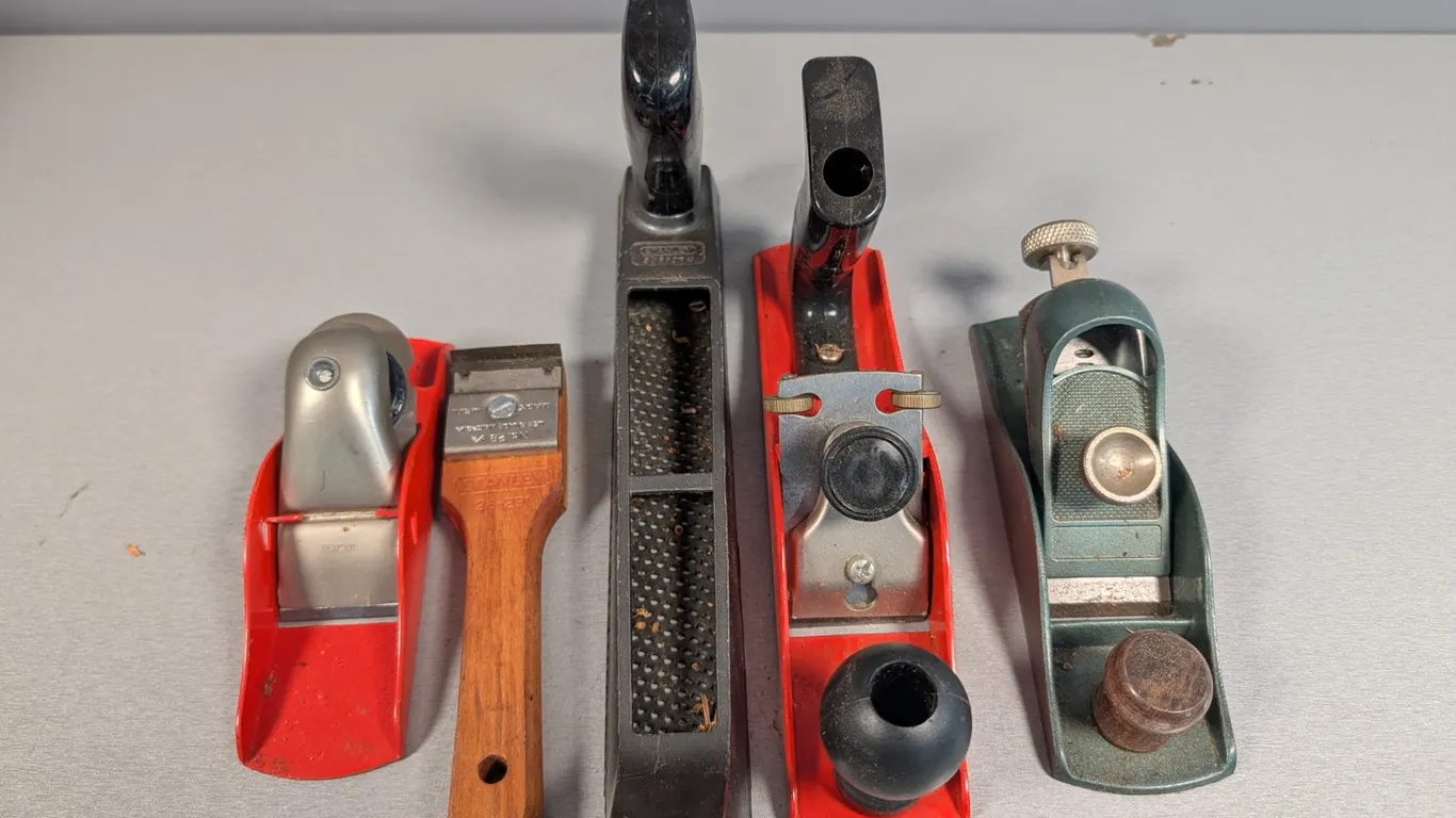 Collection of Hand Planes and Scrapers including Stanley Surform