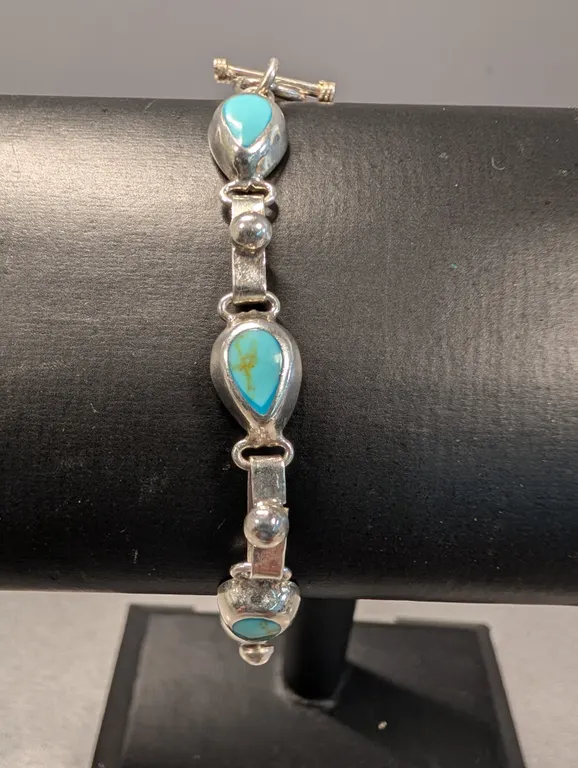 Mexican Sterling Silver Turquoise Bracelet