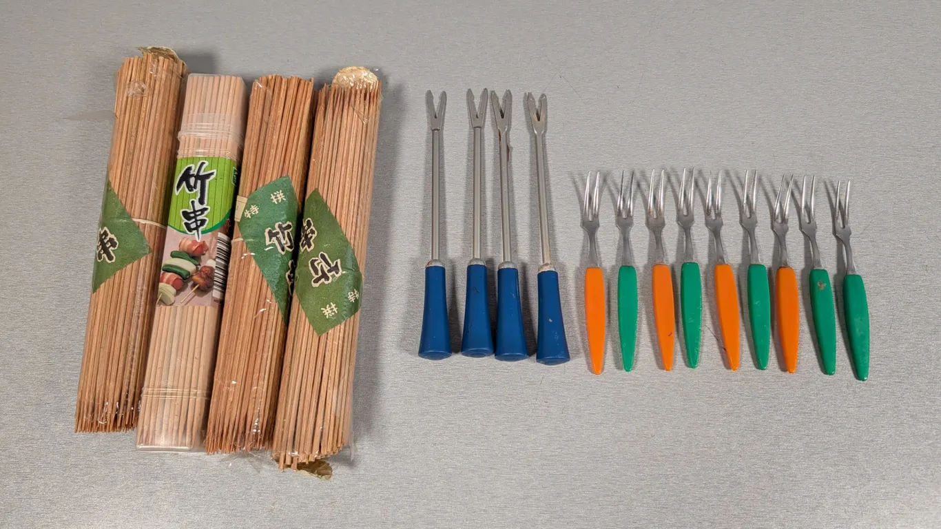 Cocktail Forks and Bamboo Skewers Set